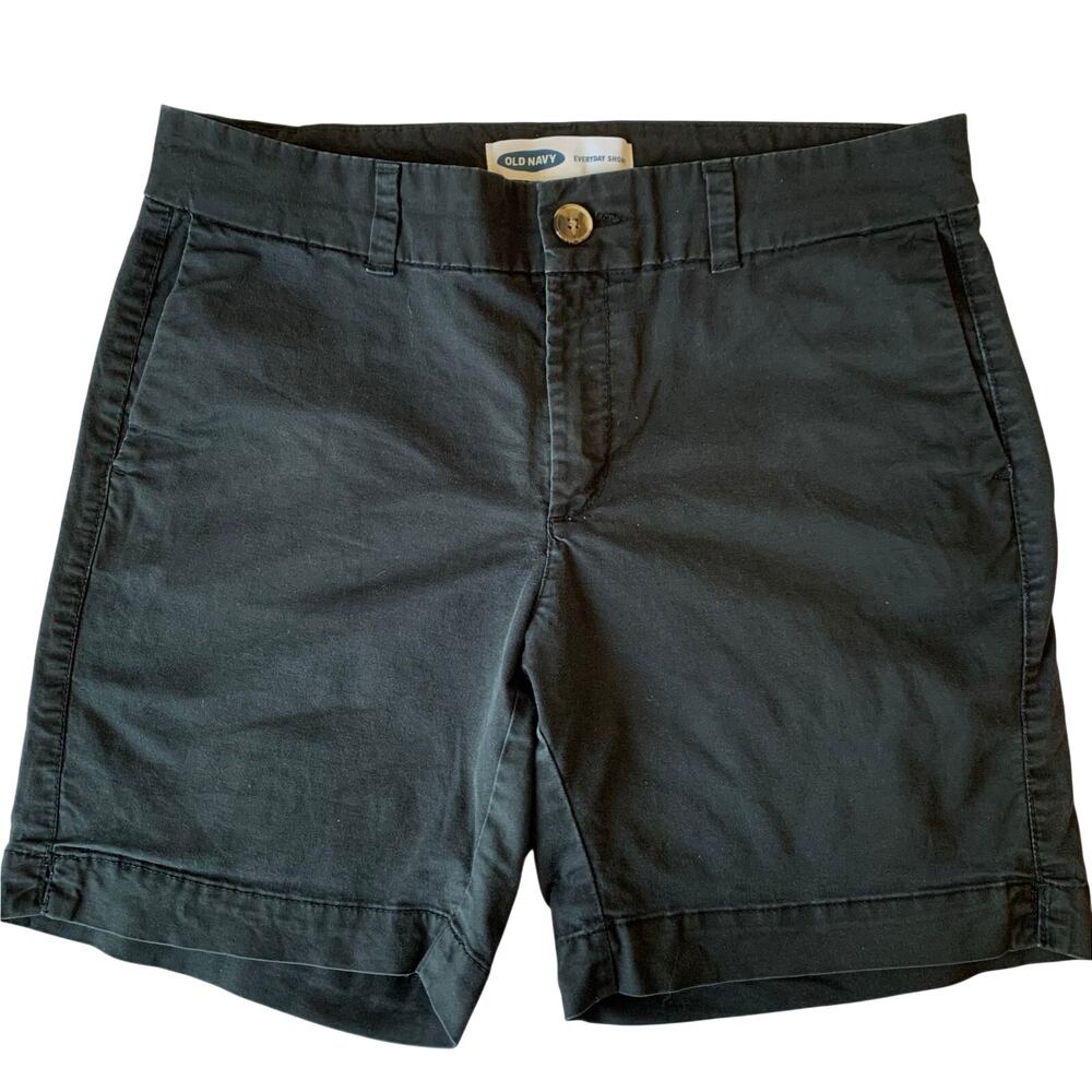 Old Navy Everyday Shorts Womens Sz 6 Black Cotton Chino Bermuda Summer Short